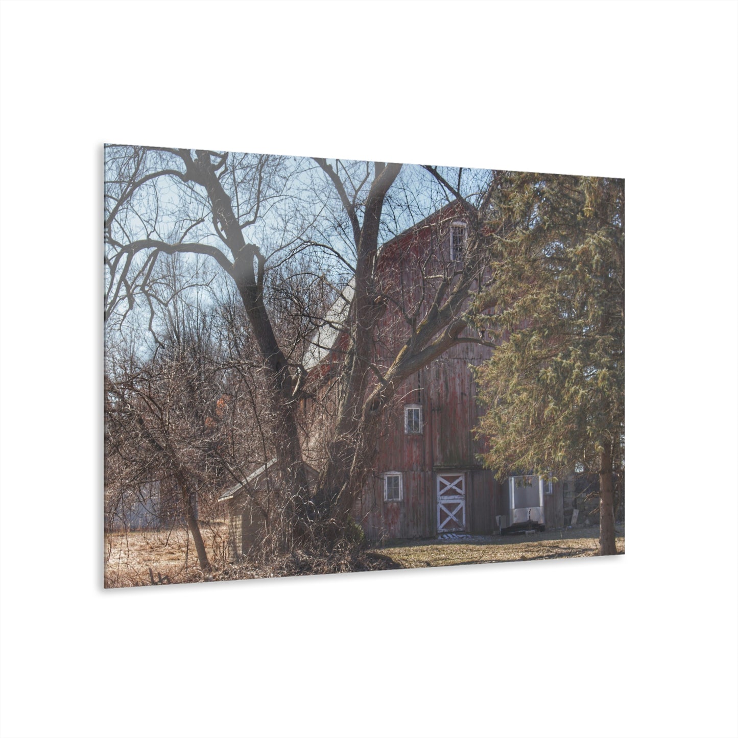 U R There Photography Lakeville Road Hidden Red Rustic Farmhouse Acrylic Wall Print