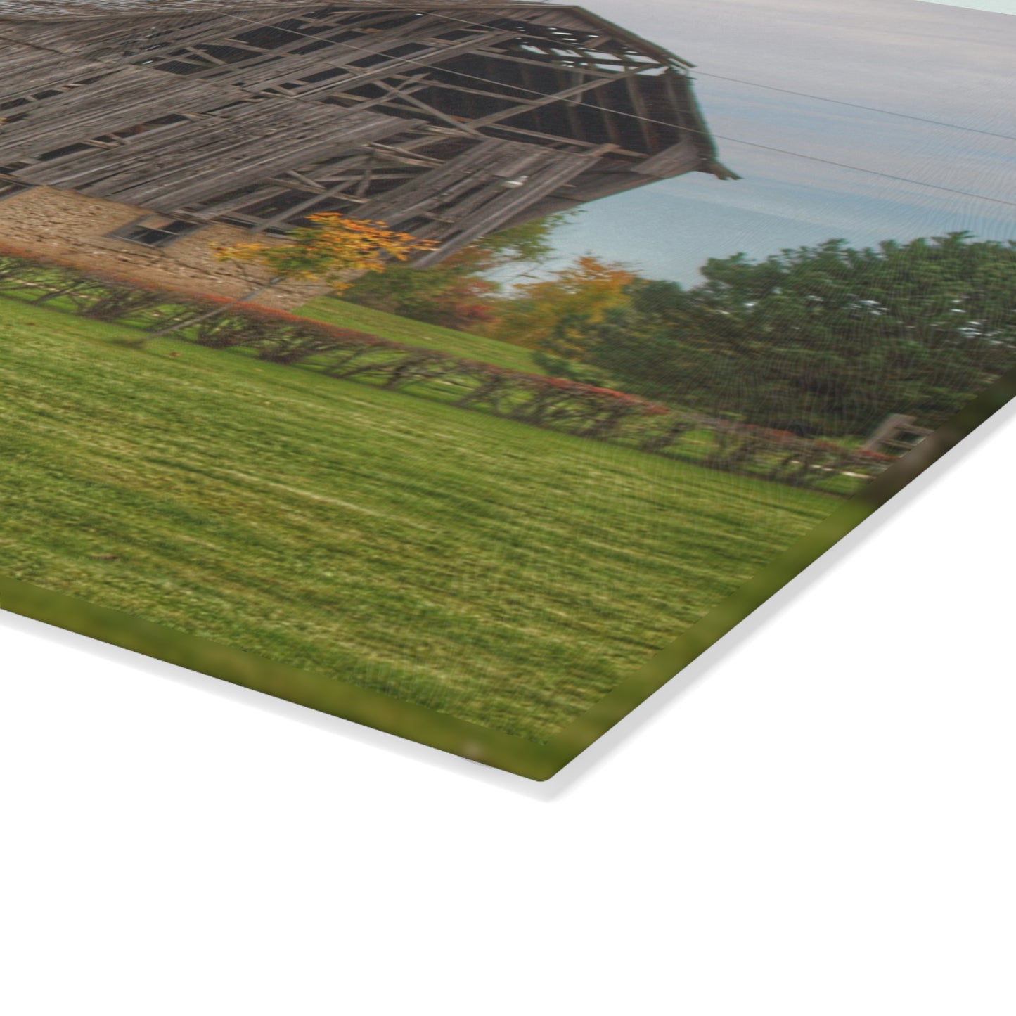 U R There Photography Rich Road Falling Grey I Rustic Farmhouse Tempered-Glass Cutting Board