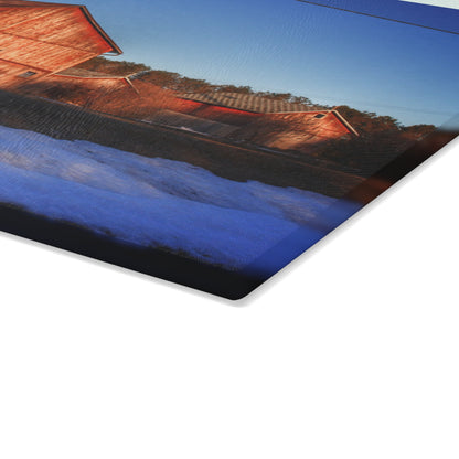 U R There Photography M-15 Reds in Winter Rustic Farmhouse Tempered-Glass Cutting Board