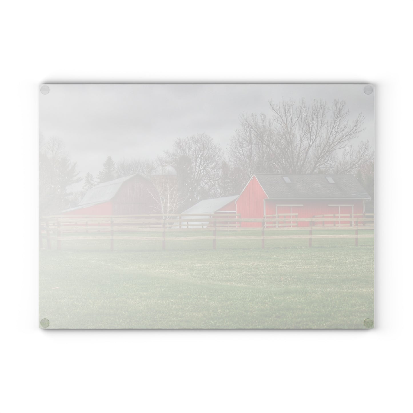 U R There Photography West Lake Road Farm I Rustic Farmhouse Tempered-Glass Cutting Board