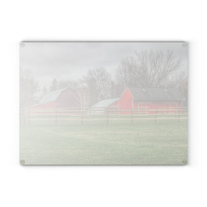 U R There Photography West Lake Road Farm I Rustic Farmhouse Tempered-Glass Cutting Board