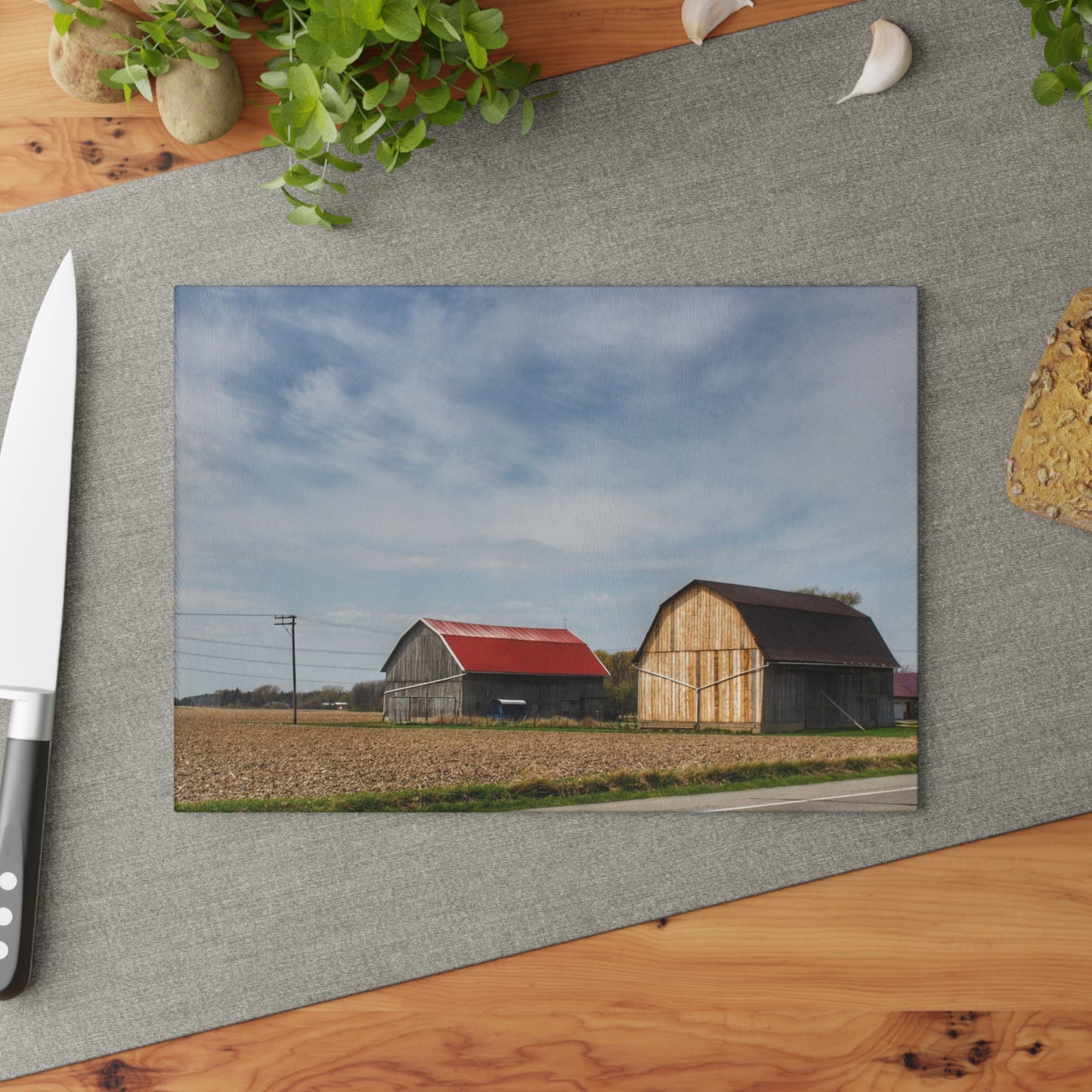 U R There Photography Unionville Center Street Greys Rustic Farmhouse Tempered-Glass Cutting Board