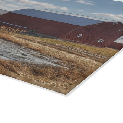 U R There Photography Fisher Road Red Rustic Farmhouse Tempered-Glass Cutting Board