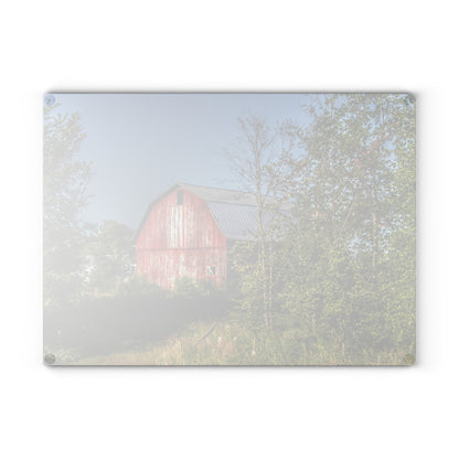 Barn Boutique Rustic Tempered-Glass Cutting Board| Columbiaville Red in Summer II