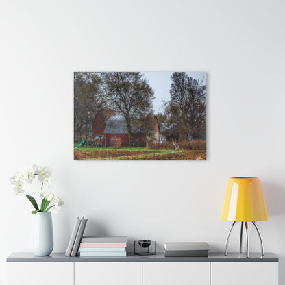 U R There Photography Dryden Road Reds and Playscape Rustic Farmhouse Acrylic Wall Print