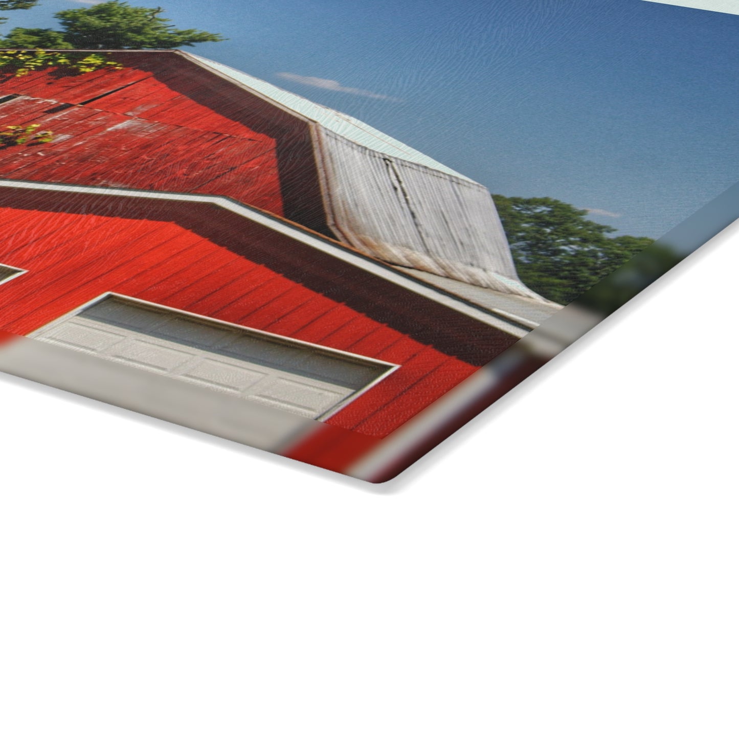 U R There Photography McKeen Lake Road Reds I Rustic Farmhouse Tempered-Glass Cutting Board