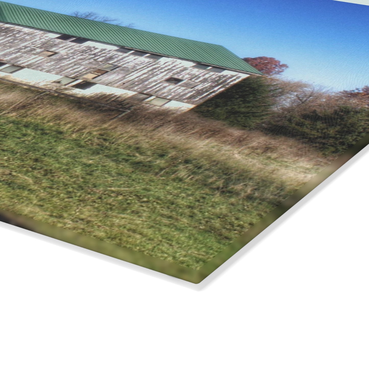 U R There Photography Hadley White Rustic Farmhouse Tempered-Glass Cutting Board