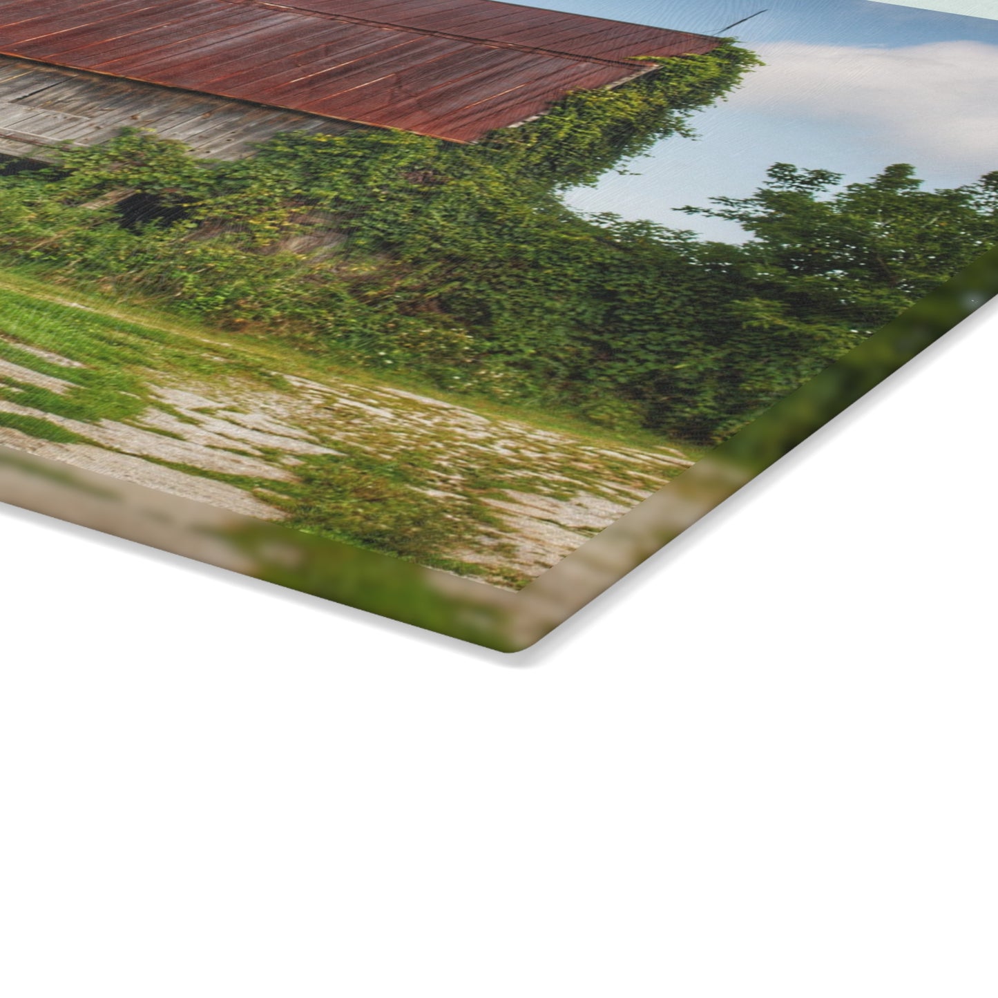 U R There Photography Grey Road Rusted I Rustic Farmhouse Tempered-Glass Cutting Board