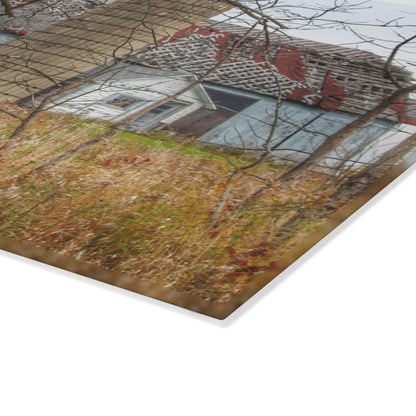 U R There Photography Hill Road Roadside Grey II Rustic Farmhouse Tempered-Glass Cutting Board