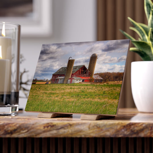 U R There Photography Centerline Road Red Rustic Farmhouse Decorative Ceramic Tile