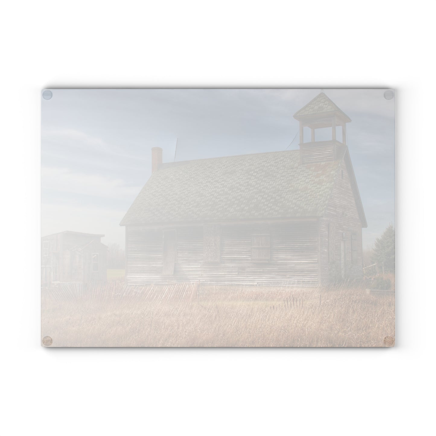 U R There Photography McKenzie Road Old Schoolhouse Rustic Farmhouse Tempered-Glass Cutting Board
