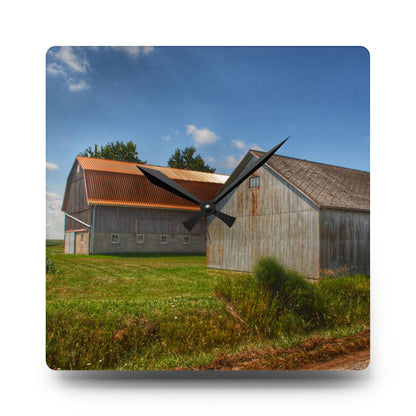 U R There Photography Copper Greys Rustic Farmhouse Acrylic Analog Wall Clock