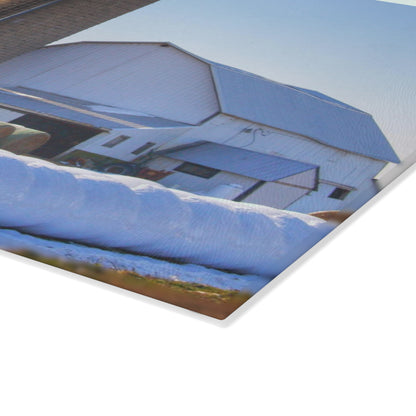 U R There Photography Bowers Road White in Winter Rustic Farmhouse Tempered-Glass Cutting Board