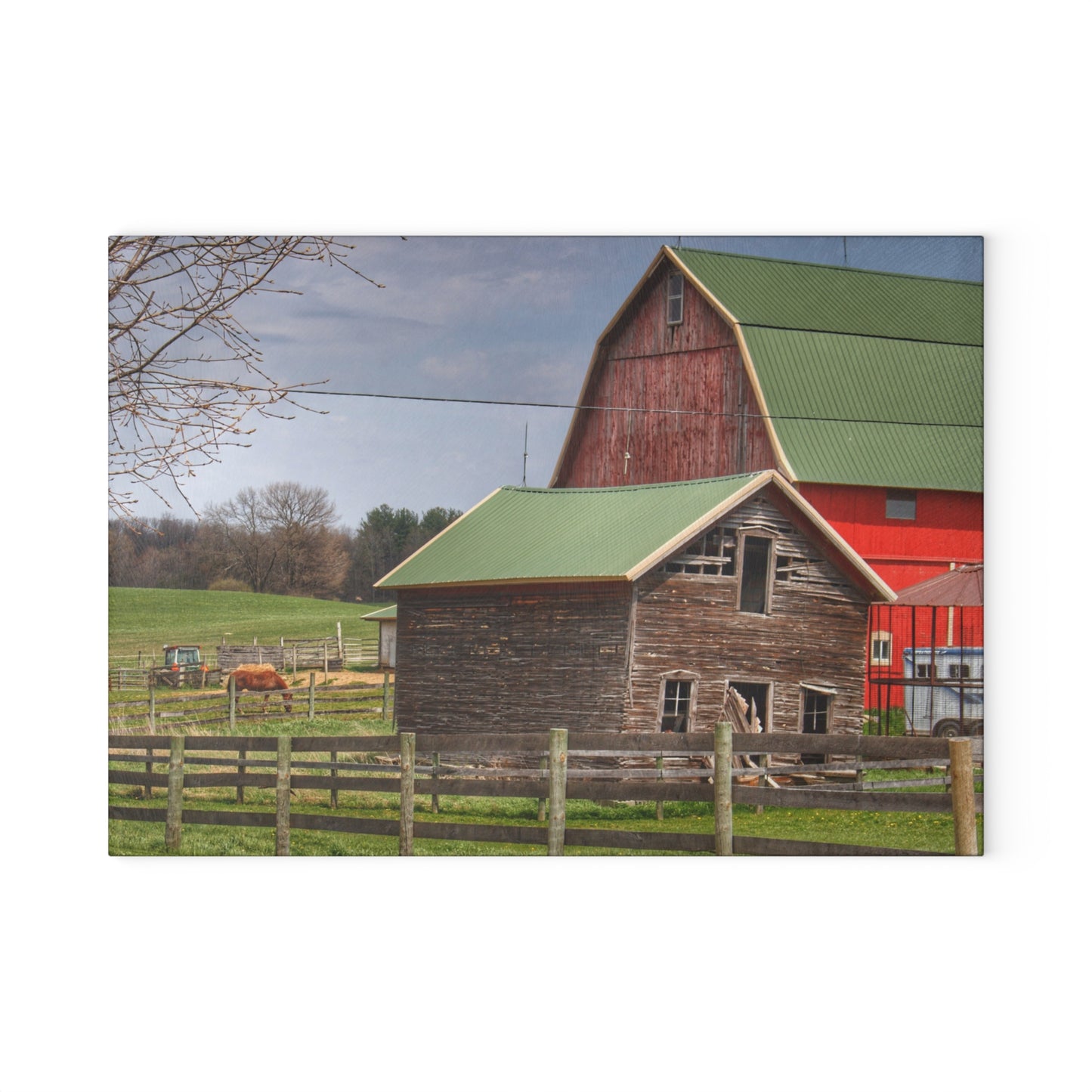 U R There Photography Oregon Road Tilted Little Grey Rustic Farmhouse Tempered-Glass Cutting Board