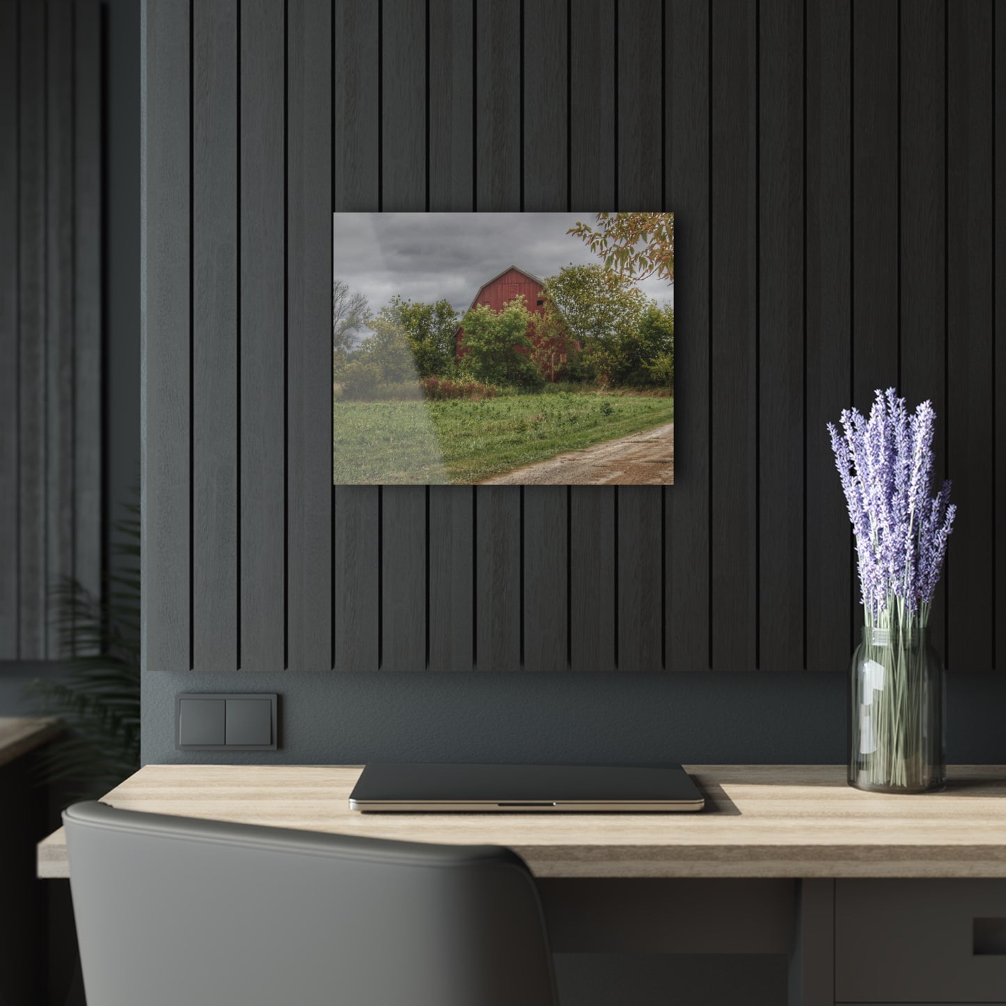 U R There Photography Bristol Road Hidden Red Rustic Farmhouse Acrylic Wall Print