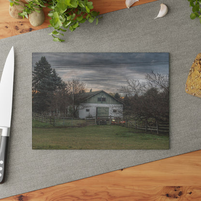 U R There Photography Myers Road Hidden White Rustic Farmhouse Tempered-Glass Cutting Board