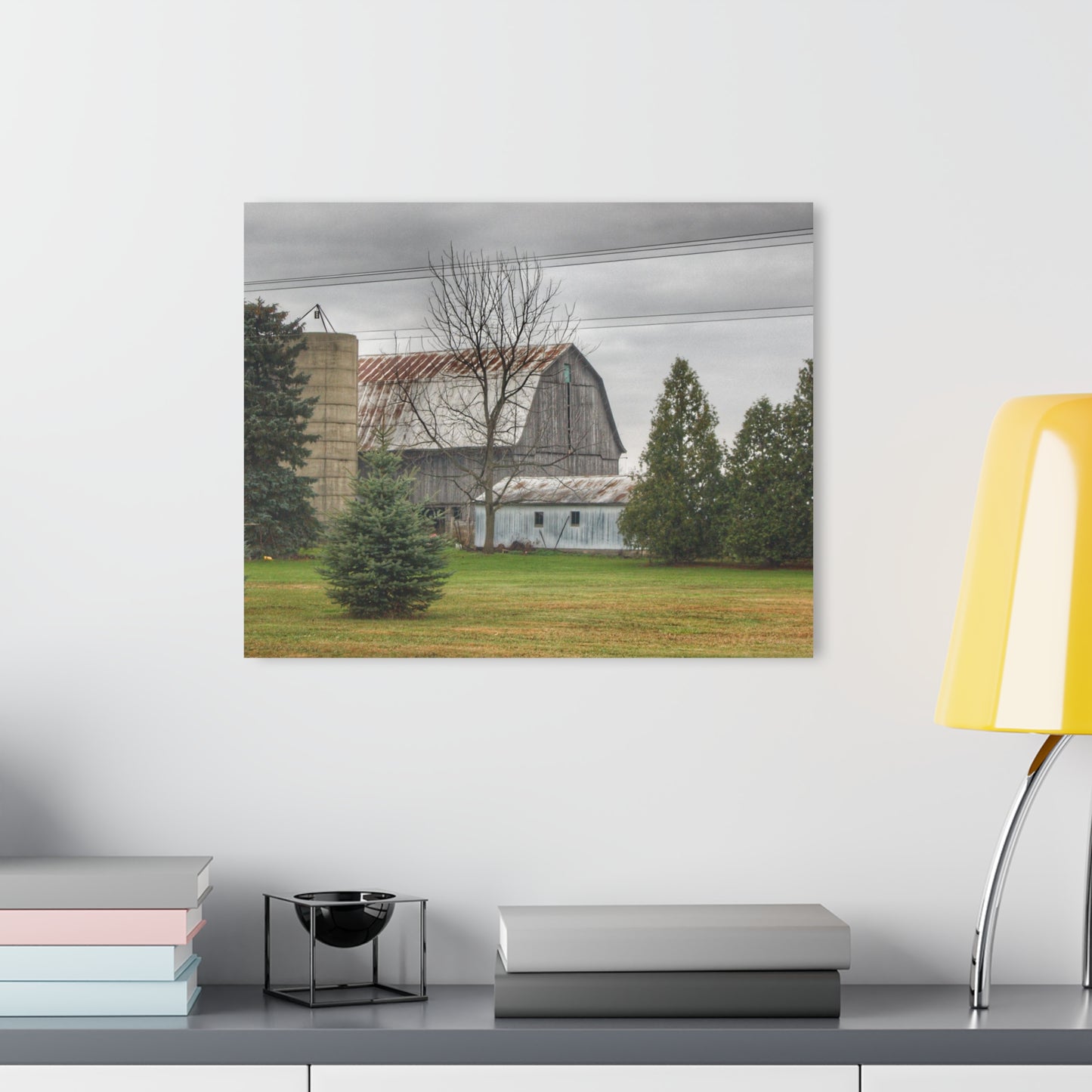 U R There Photography Eddy Road Grey I Rustic Farmhouse Acrylic Wall Print 14 "x 11"