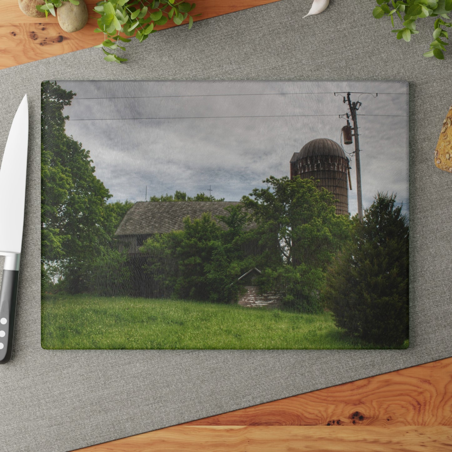 U R There Photography Higgins Road Greys Beyond the Greens Rustic Farmhouse Tempered-Glass Cutting Board