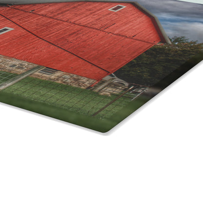 U R There Photography North Elba Road Red Rustic Farmhouse Tempered-Glass Cutting Board
