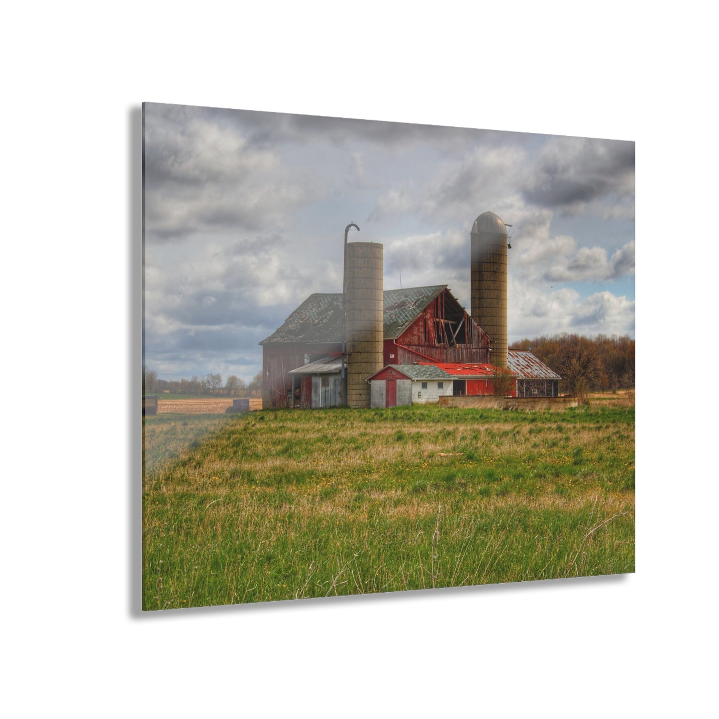 U R There Photography Centerline Road Red Rustic Farmhouse Acrylic Wall Print