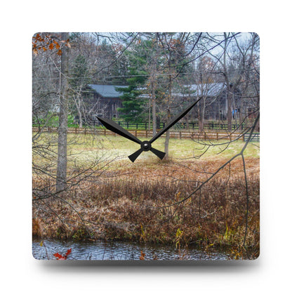 U R There Photography Brewer Road Hidden Grey Rustic Farmhouse Acrylic Analog Wall Clock