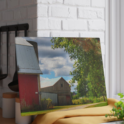 U R There Photography Hough Barn View Rustic Farmhouse Tempered-Glass Cutting Board