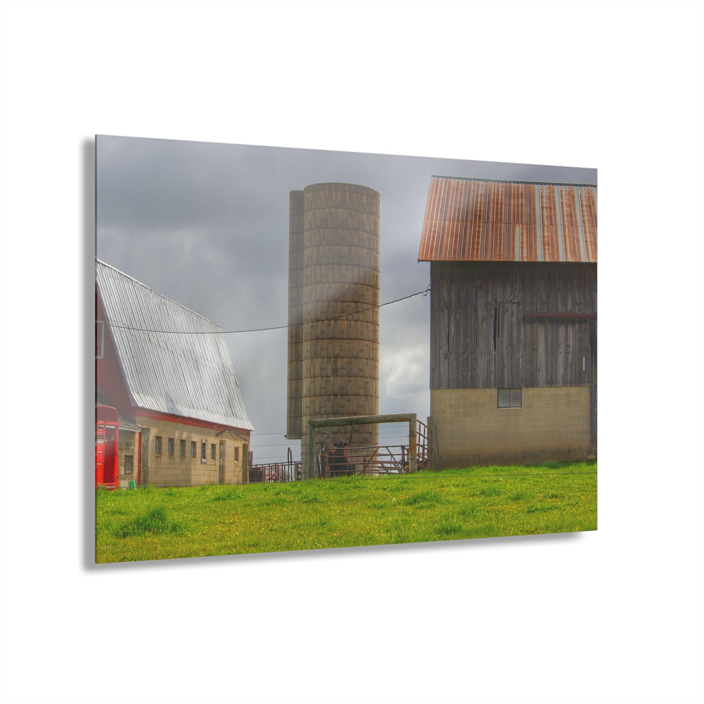 U R There Photography Clothier Road Grey and Silo Rustic Farmhouse Acrylic Wall Print