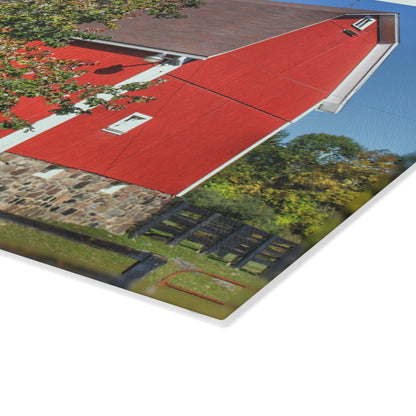U R There Photography Oakwood Road Red Rustic Farmhouse Tempered-Glass Cutting Board