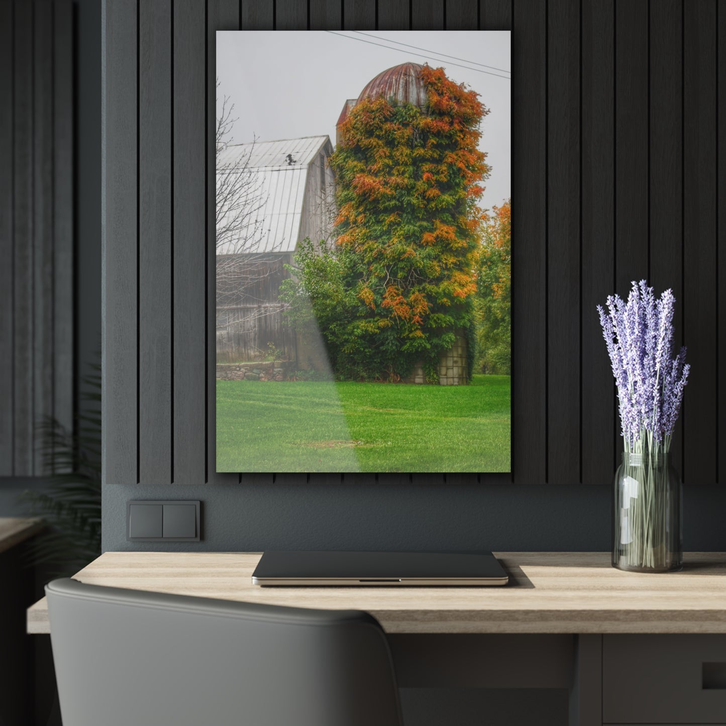 U R There Photography Ludwig Road Oxford Grey and Silo Rustic Farmhouse Acrylic Wall Print