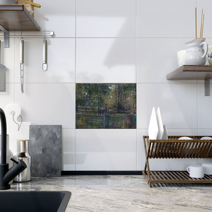 U R There Photography Chestnut Horse Among the Trees Rustic Farmhouse Decorative Ceramic Tile