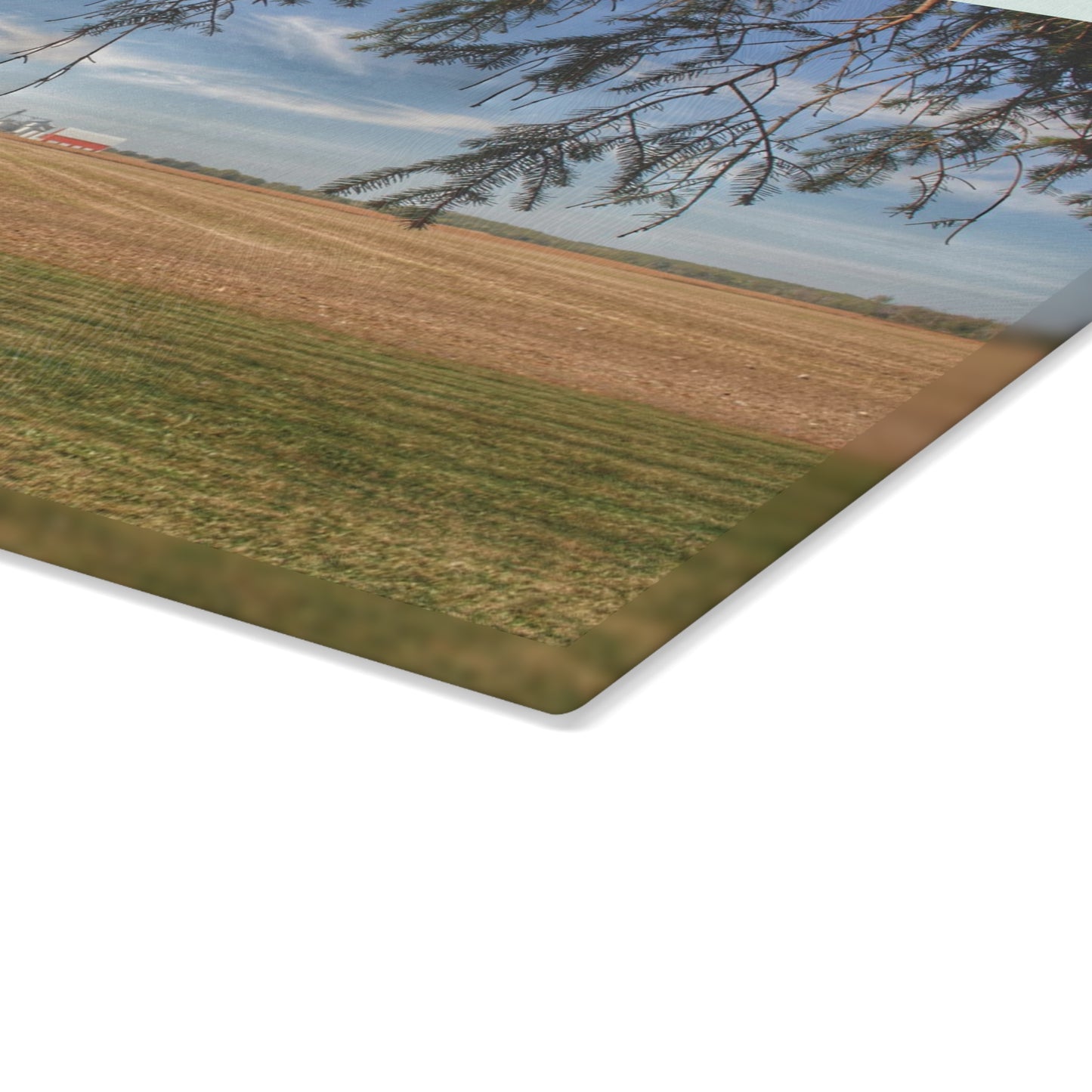 U R There Photography Cass City Farm Rustic Farmhouse Tempered-Glass Cutting Board