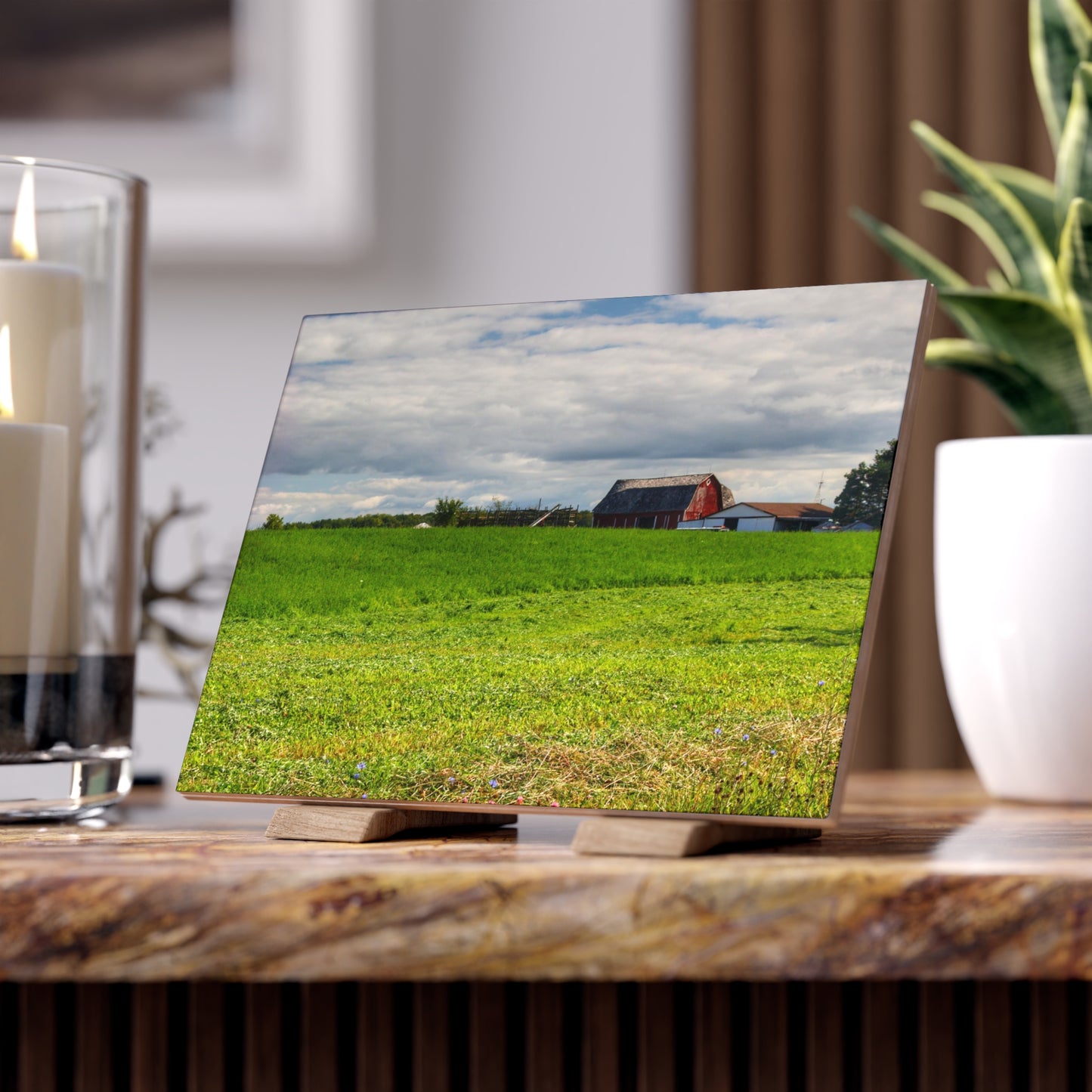 U R There Photography Across the Field in Kingston Rustic Farmhouse Decorative Ceramic Tile