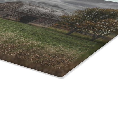 U R There Photography Bray Road Grey in the Fall Rustic Farmhouse Tempered-Glass Cutting Board