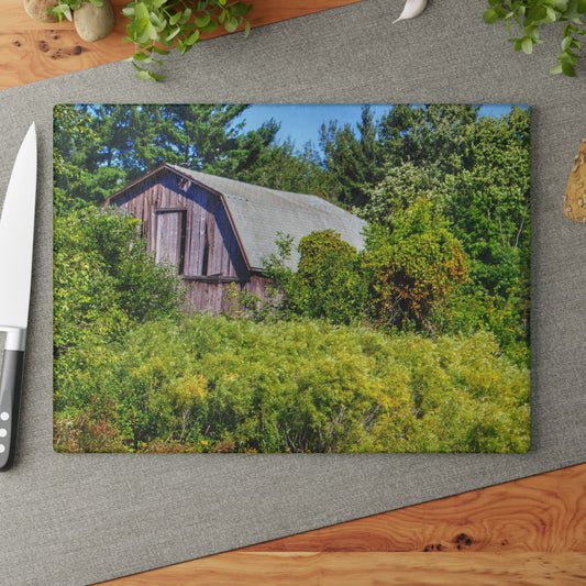 U R There Photography Saginaw Road Hidden Grey Rustic Farmhouse Tempered-Glass Cutting Board
