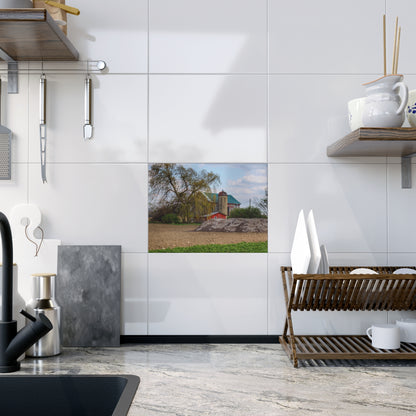 U R There Photography Cedar Creek Road Red Rustic Farmhouse Decorative Ceramic Tile