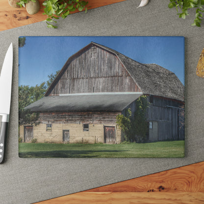 U R There Photography Snover Old Grey Rustic Farmhouse Tempered-Glass Cutting Board
