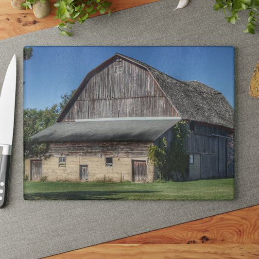 U R There Photography Snover Old Grey Rustic Farmhouse Tempered-Glass Cutting Board