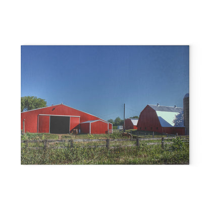 U R There Photography Mount Morris Road Farm and Horse Rustic Farmhouse Tempered-Glass Cutting Board