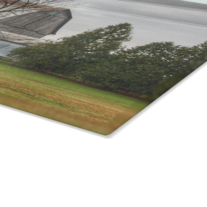 U R There Photography Eddy Road Grey I Rustic Farmhouse Tempered-Glass Cutting Board