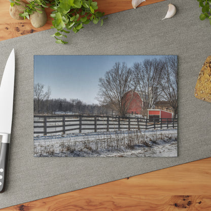 U R There Photography West Lake Road Red I Rustic Farmhouse Tempered-Glass Cutting Board