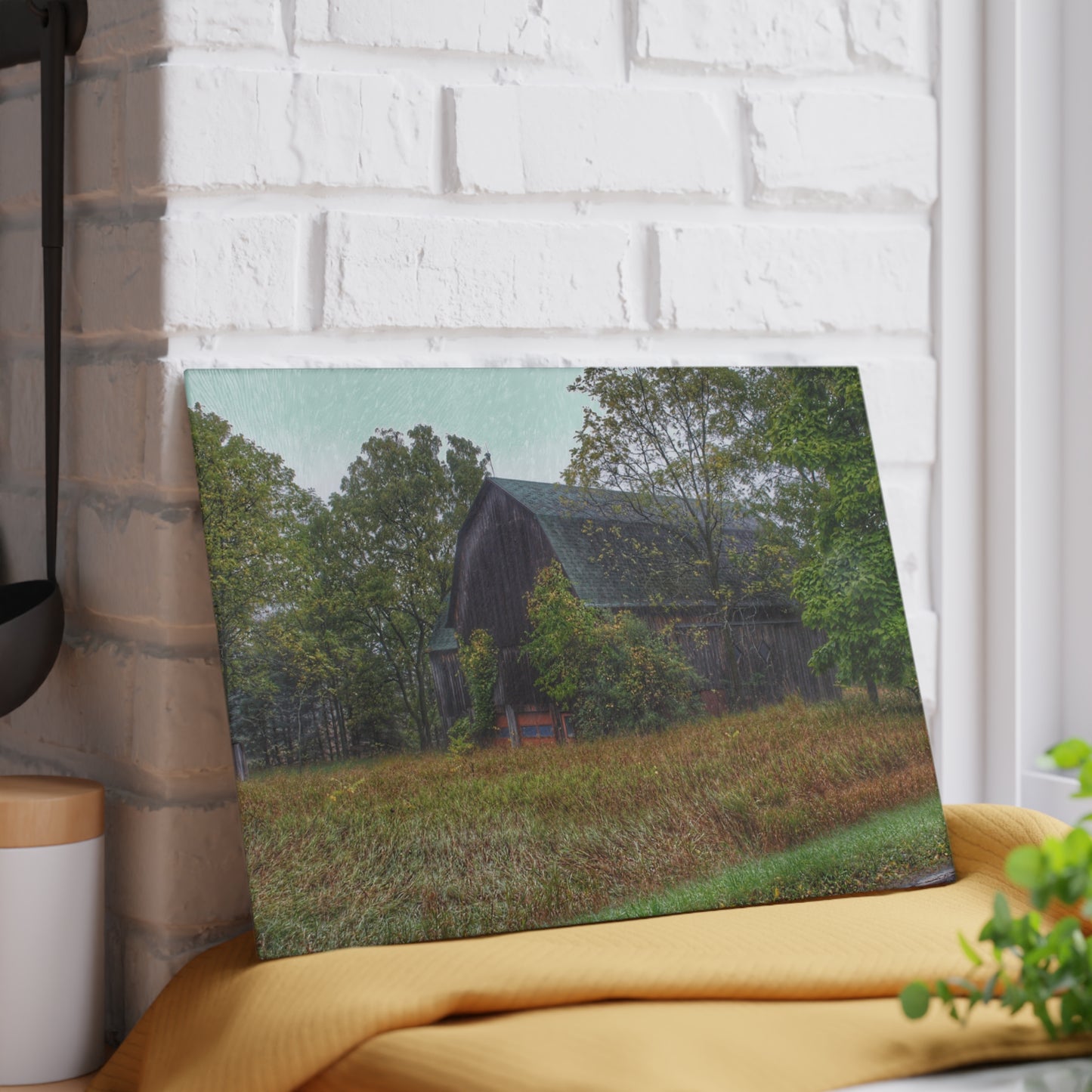 U R There Photography Metamora Road Grey Rustic Farmhouse Tempered-Glass Cutting Board