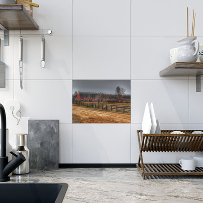 U R There Photography Barber Road Farm II Rustic Farmhouse Decorative Ceramic Tile 6" × 8" Glossy