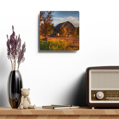 U R There Photography Lake Pleasant Road Grey Rustic Farmhouse Acrylic Analog Wall Clock
