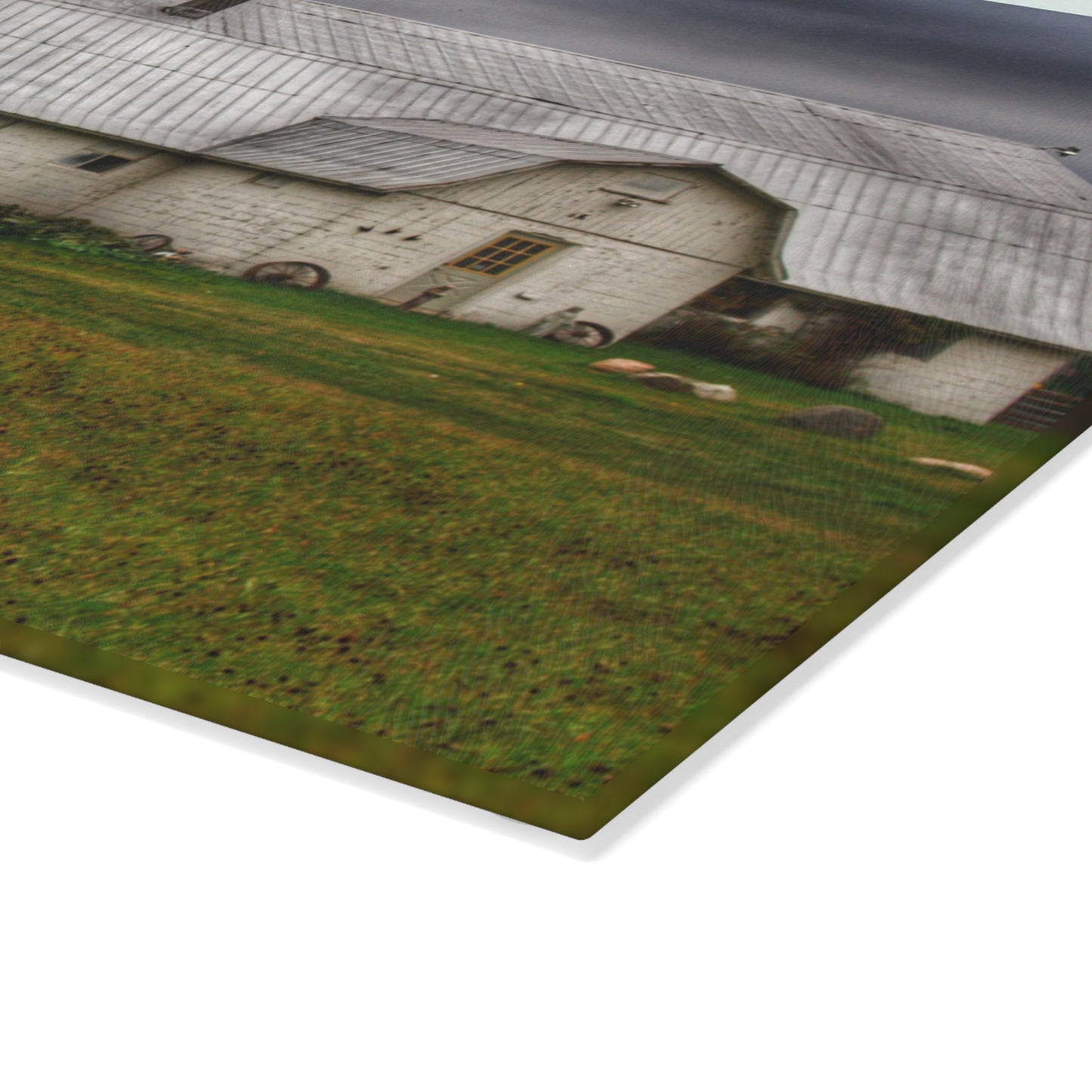 U R There Photography Milliman Road White Rustic Farmhouse Tempered-Glass Cutting Board