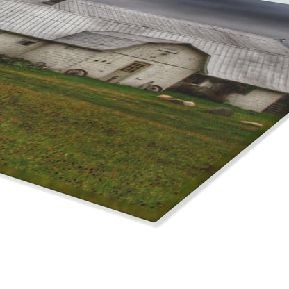 U R There Photography Milliman Road White Rustic Farmhouse Tempered-Glass Cutting Board