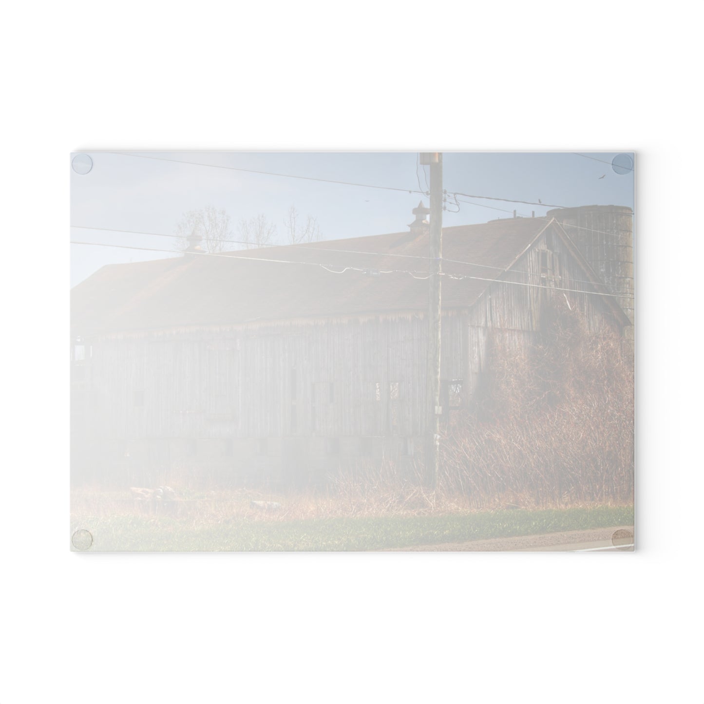 U R There Photography Metamora M-24 Grey III Rustic Farmhouse Tempered-Glass Cutting Board