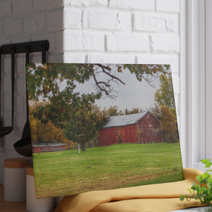U R There Photography Hill Road Roadside Red Rustic Farmhouse Tempered-Glass Cutting Board