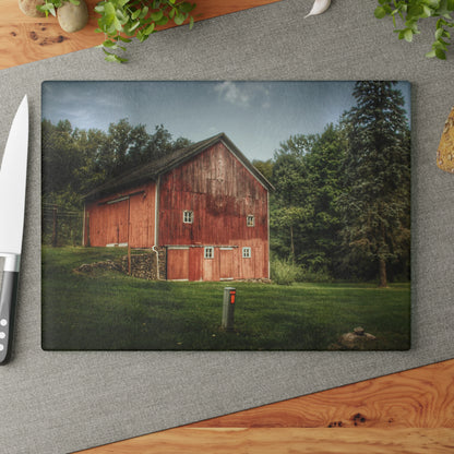 U R There Photography Buckhorn Lake Road Red Rustic Farmhouse Tempered-Glass Cutting Board