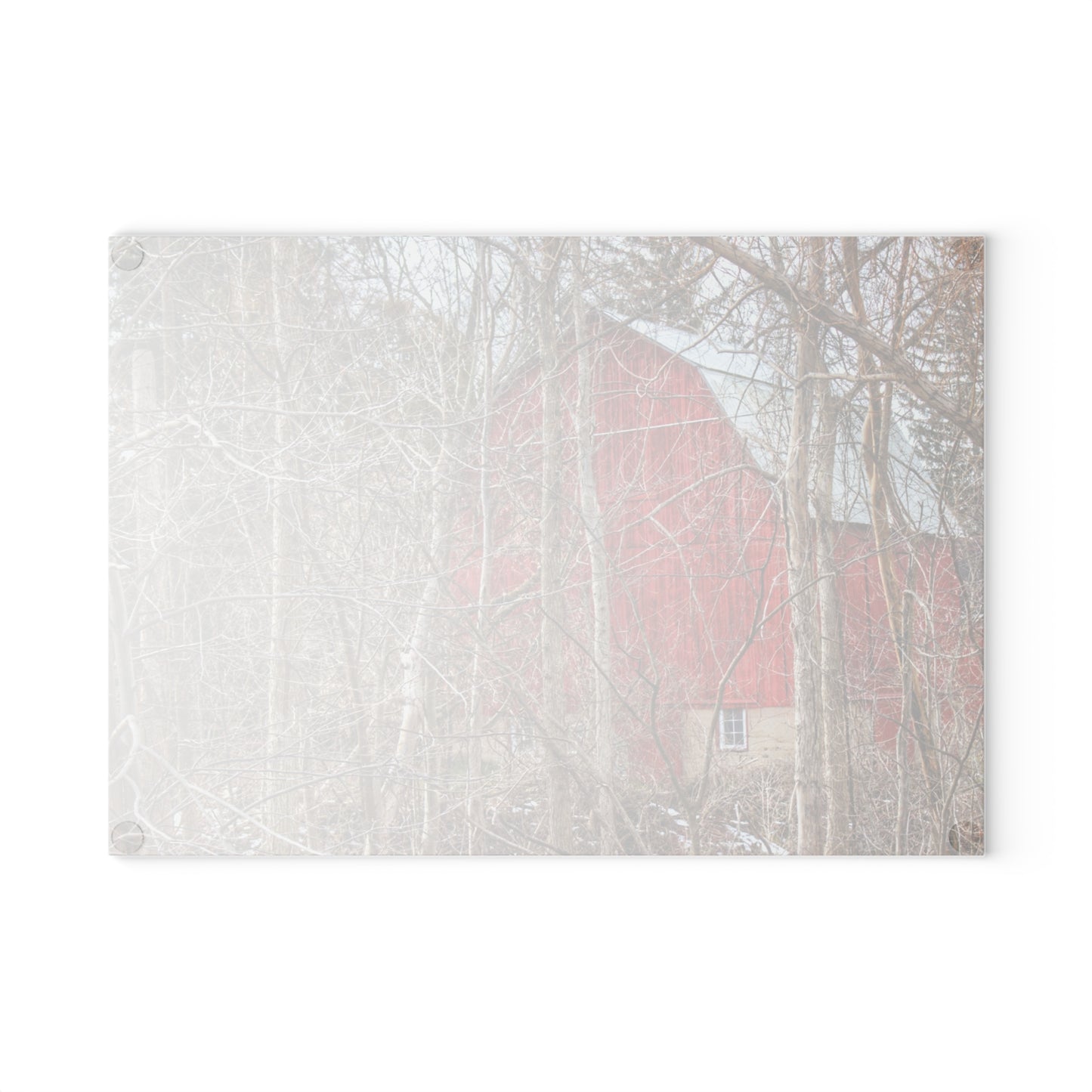U R There Photography Lake Pleasant Hidden Red Rustic Farmhouse Tempered-Glass Cutting Board