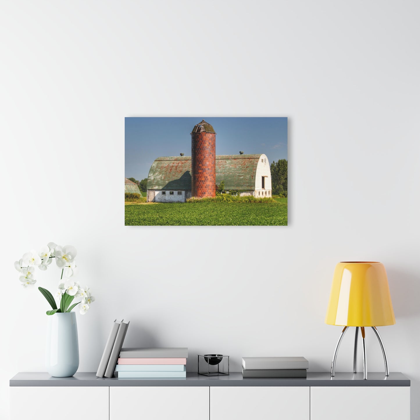 U R There Photography Elba White and Silo Rustic Farmhouse Acrylic Wall Print